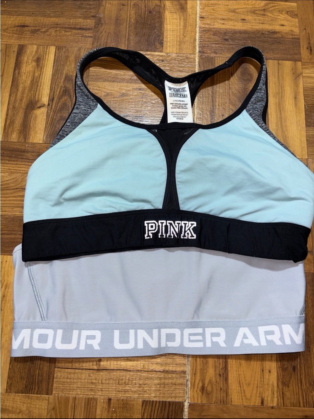 Bundle of Pink and Under Armour Sports Bras, Women’s size LG